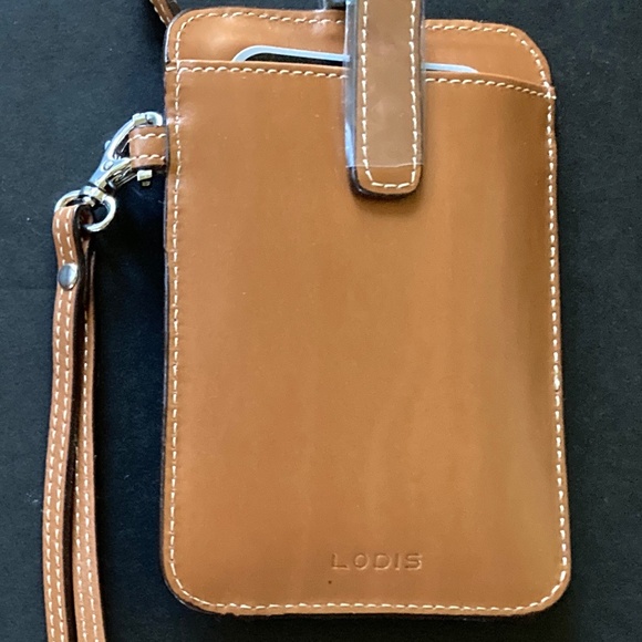 LODIS Audrey Toffee Leather SmartPhone ID/Cards/Wrist Strap/NEW/REDUCED PRICE - Picture 2 of 2